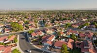 Las Vegas, a desert city once known for cheap buffets and neon-lit dreams is now bursting at the seams with California's richest refugees fleeing the chaos of the Golden State. Pictured a neighborhood in Summerlin, Nevada in the suburbs of Vegas