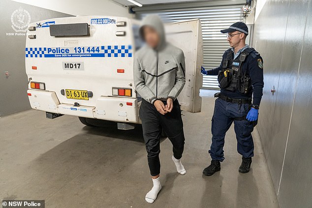 Police arrested an 18-year-old (pictured) over the alleged stabbing of two men at a shopping centre in Sydney's west