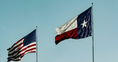 American and Texas flags