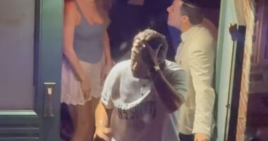 Taylor Swift and Travis Kelce were seen leaving a restaurant by a shocked fan in New York