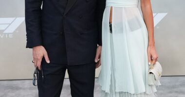 On Monday, Brad Pitt , 61, and his girlfriend, jewelry executive Ines de Ramon , 32, made a rare appearance on the red carpet as they attended the F1 film premiere in New York City - and a body language expert is weighing on why the actor may actually be 'floundering' in his relationship