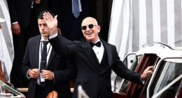 Amazon founder Jeff Bezos leaves Aman Venice hotel, on the second day of the wedding festivities of Bezos and journalist Lauren Sanchez, in Venice, Italy, June 27, 2025