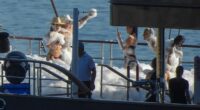 Jeff Bezos and Lauren Sanchez kickstart their Italian weddng festivities with a foam party on the Amazon tycoon's superyacht