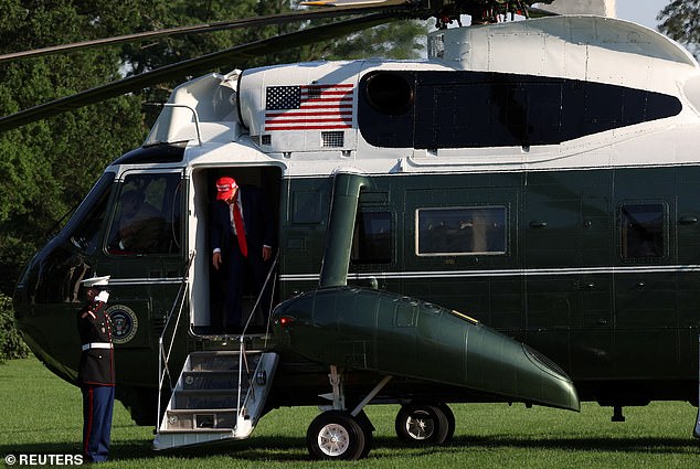 After exiting Marine One last Saturday evening, President Donald Trump – donning a red MAGA cap and signature blue suit and red tie – walked across the South Lawn glancing up briefly to acknowledge the assembled media but declining to answer their shouted questions.