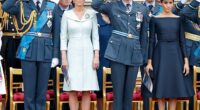 The brothers and their partners are pictured in July 2018 attending a ceremony to mark the centenary of the Royal Air Force on the forecourt of Buckingham Palace
