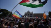 Thousands of demonstrators march through Rome to call for an immediate end to the war in Gaza