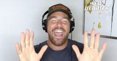 Travis Kelce celebrated Taylor Swift's big news on his latest New Heights podcast episode