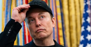 Elon Musk looks on during a news conference with US President Donald Trump in the Oval Office of the White House in Washington, DC, on May 30, 2025