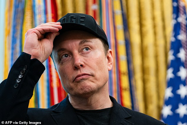 Elon Musk looks on during a news conference with US President Donald Trump in the Oval Office of the White House in Washington, DC, on May 30, 2025