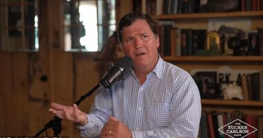 Tucker Carlson (pictured) slammed his former Fox News colleague Jennifer Griffin as 'the deepest of the deep state' as he continued to hammer at his former employers over their coverage of the Israel-Iran war