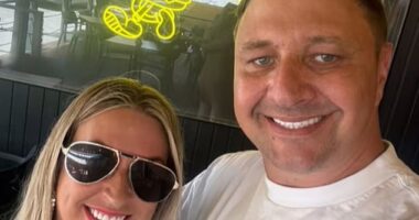 British couple Gemma and Nicky (pictured) have ditched living in the UK full-time to live in a caravan in Benidorm