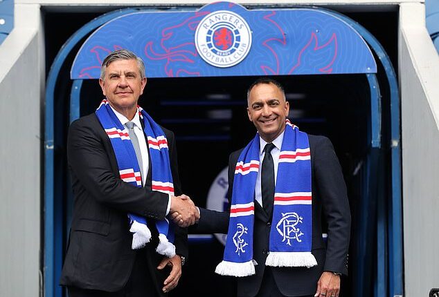 New Rangers chairman Andrew Cavenagh and vice-chairman Paraag Marathe at Ibrox