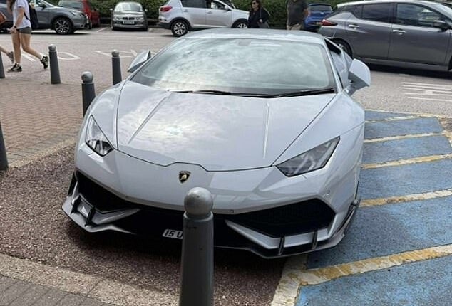 A man accused of parking his luxury supercar in a disabled parking bay has defended himself with the ultimate 'clapback' (Pictured: The grey Lamborghini that caused a major parking debate on Facebook)