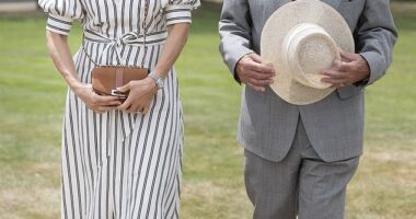 Wearing a fashionable navy striped summer dress, belted at the waist, Zara Phillips, 44, looked elegant as she prepared to present the Royal Windsor Cup on Sunday