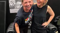 Presenter Zoe Ball (left) made her big BBC Radio 2 return live at Glastonbury this weekend after she was spotted looking 'blissfully happy' with a mystery man (pictured with singer Brandi Carlile)