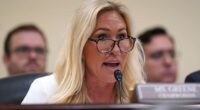 Chair of the Subcommittee on Delivering On Government Efficiency (DOGE) U.S. Rep. Marjorie Taylor Greene (R-SC) presides over a hearing of the House Oversight Subcommittee in the Rayburn House Office Building on February 12, 2025 in Washington, DC