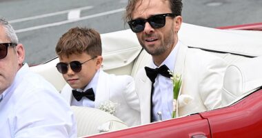 Jack P. Shepherd arrived in style to his Manchester wedding as he prepares to marry his stunning partner Hanni Treweek on Saturday