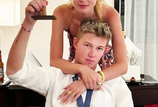The happy couple (pictured) - tied the knot today after getting engaged last September