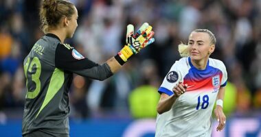 The Arsenal star smashed the ball into the top corner past Spain's Cata Coll to win the Euros