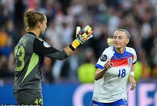 The Arsenal star smashed the ball into the top corner past Spain's Cata Coll to win the Euros