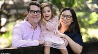 Brisbane City councillor Ryan Murphy, 36, was inspired to start a health kick following the birth of his daughter Elodie (centre) with wife Emma Yabsley (right) - but was stunned to discover he had stage two prostate cancer