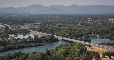 The area surrounding the Sacramento River is at risk of flooding