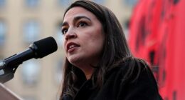U.S. Representative Alexandria Ocasio-Cortez (D-NY) speaks during a May Day rally in New York City, U.S., May 1, 2025