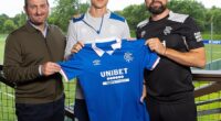 Aasgaard (centre) was delighted to link up with Russell Martin (right) at Rangers