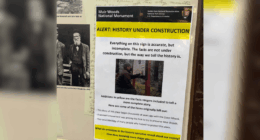 sign at Muir Woods stating "History Under Construction"