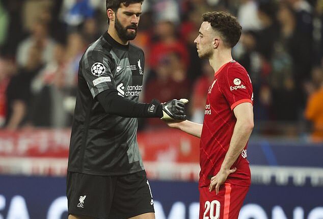 Alisson Becker (left) has posted an emotional message after the death of Diogo Jota (right)