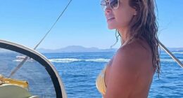Amanda Holden looked nothing short of sensational on Wednesday as she showed off her enviable figure in a yellow string bikini