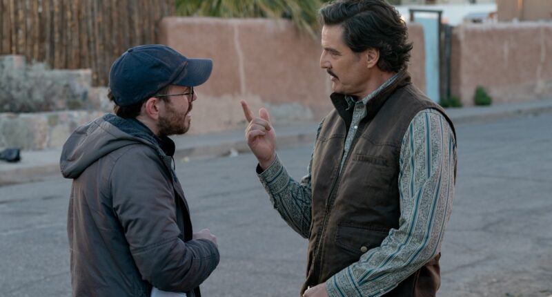 Ari Aster and Pedro Pascal on Eddington set
