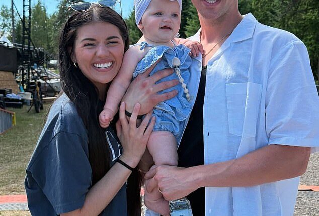 Bachelor #24 runner-up Madison Prewett Troutt and her husband of two years, Grant Troutt, sparked outrage after excitedly announcing they plan on spanking their six-month-old daughter Hosanna (pictured Friday)