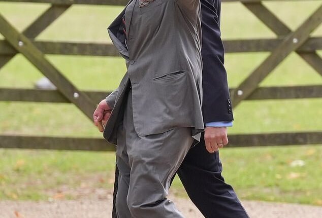 King Charles III waved jauntily at members of the public as he went to and from a Sunday church service at St Mary Magdalene Church