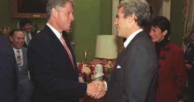 Bill Clinton wrote a 'warm and gushing' letter which was included in Jeffrey Epstein's infamous 50th 'birthday book', The Mail on Sunday can reveal. Pictured: Bill Clinton and Jeffrey Epstein in 1993 at an event for donors to the White House Historical Association