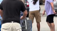 The suspect, a 42-year-old man, is seen being confronted by ordinary shoppers after he rampaged through the Walmart in Michigan