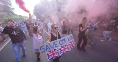 Bottles and flares thrown during another protest outside Essex hotel