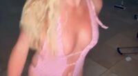 Britney Spears, 43, danced and twirled in a pink monokini and black boots in a video on social media as she announced a couple of bombshells regarding changes in her life on Sunday