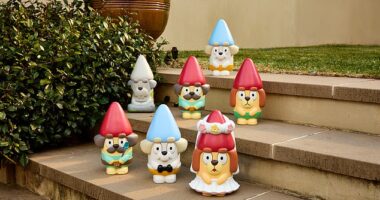 The Bluey garden gnomes are making a comeback, along with three new additions - Gerald and Bride and Groom Gnomes - which are expected to fly off shelves