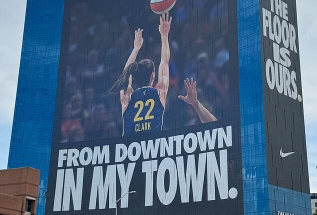Caitlin Clark's Nike advert in Indianapolis covers almost the entirety of the 30-floor hotel