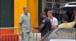 Cole Palmer was spotted taking a selfie with a New York police officer as he left his hotel