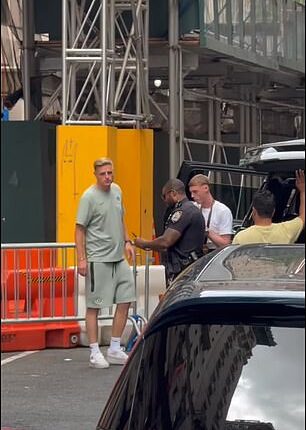 Cole Palmer was spotted taking a selfie with a New York police officer as he left his hotel