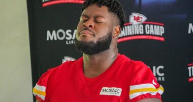 Chiefs guard Trey Smith got emotional when talking about his late mother at training camp