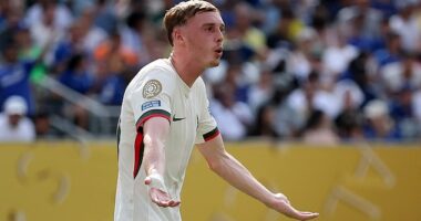 Cole Palmer (above) was left fuming at Nicolas Jackson after not being passed to for a tap in