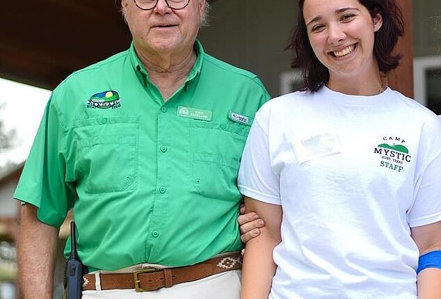 Camp Mystic counselor Holly Kate Hurley (right), 19, described how the cabins were 'wiped away' by the raging Texas floods that killed her beloved director Dick Eastland (left)