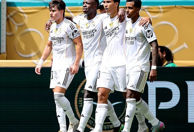 Real Madrid star Rodrygo (right) has been linked with both Arsenal and Al-Nassr this summer