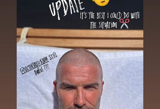 David Beckham has revealed he has attempted to fix his bald patch on his head after doing his own DIY buzz-cut on Sunday