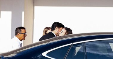 The grieving wife of Liverpool footballer Diogo Jota has arrived in his Portuguese hometown ahead of his funeral later today