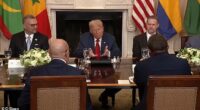 He throws his hands in the air before eventually interjecting, saying: 'I appreciate it very much. Maybe we're going to have to go a little quicker than this'