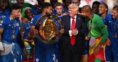 Donald Trump took center stage as he joined Chelsea's Club World Cup celebrations
